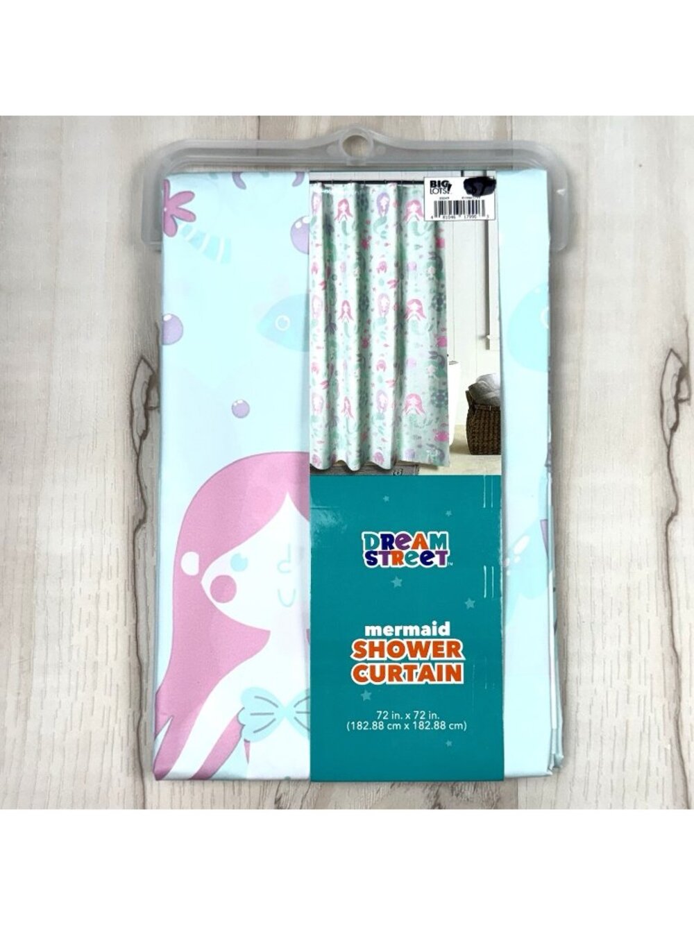 DREAM STREET Kids Vinyl SHOWER CURTAIN Mermaid Theme Aqua Purple 72"x72" NIP NEW